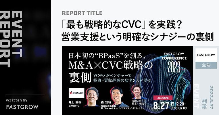 「日本全体の生産性向上」を目指すChatworkがシンプルに描いたCVC戦略のキモとは？ファイナンスのプロ2名が語る、未来への思考のサムネイル画像